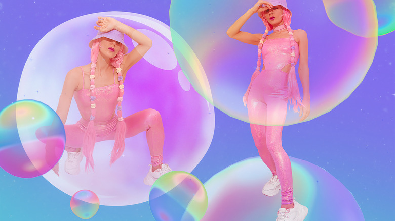 Graphic design of model in bright colors