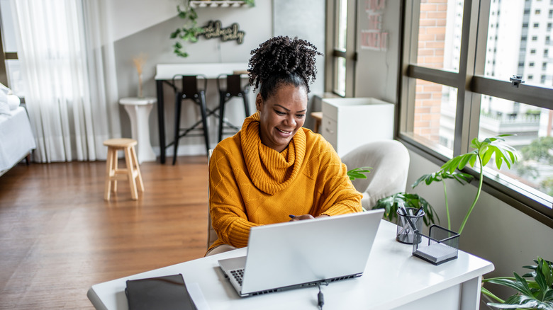 Woman working at home