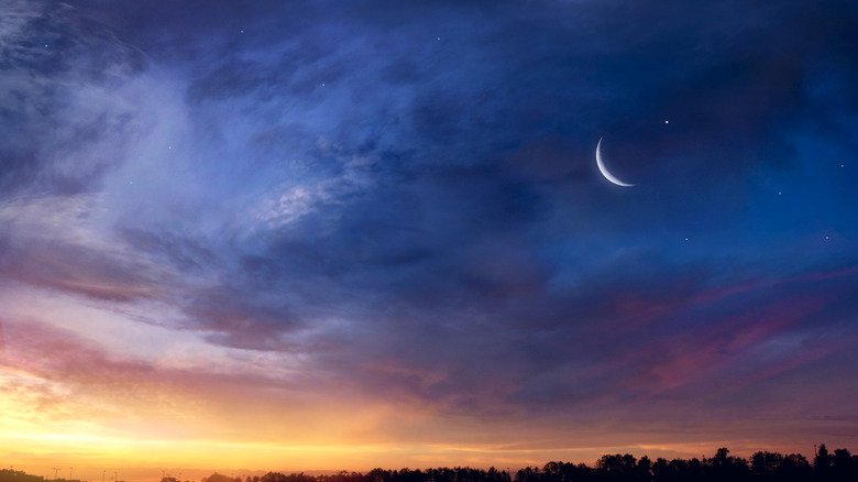 Crescent moon at sunset 