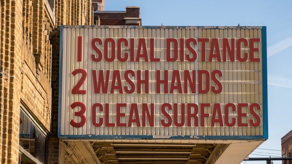 Marquee promoting social distancing