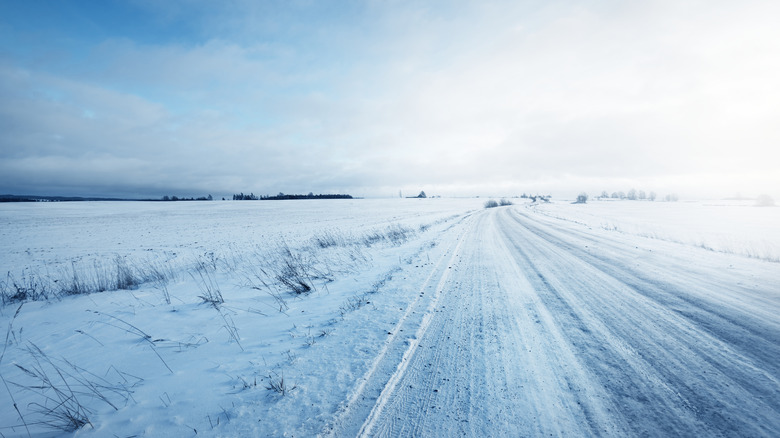 Snow-covered road