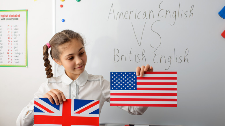 Girl learning the difference between American and British English
