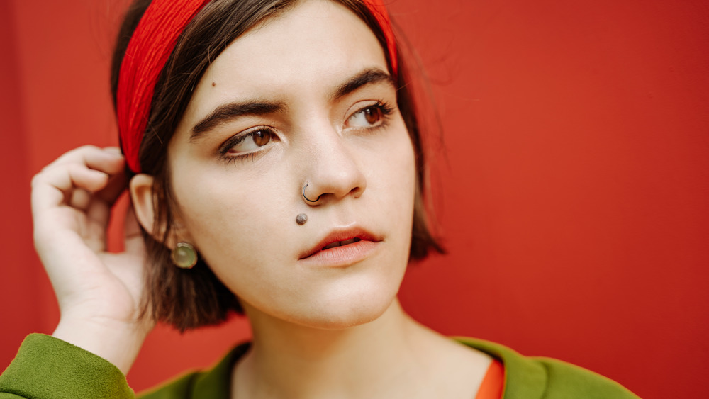 woman with moles on face