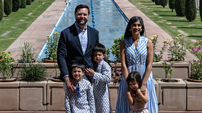 JD Vance pictured with Usha Vance and their kids