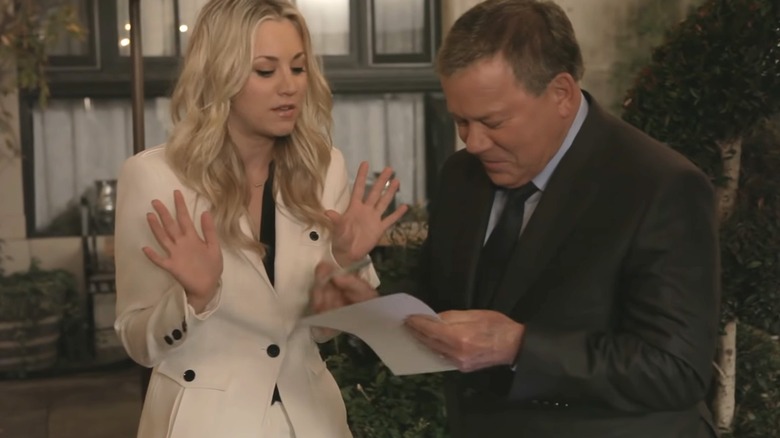 Kaley Cuoco and William Shatner on set