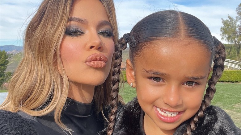 Khloé and Dream Kardashian posing together