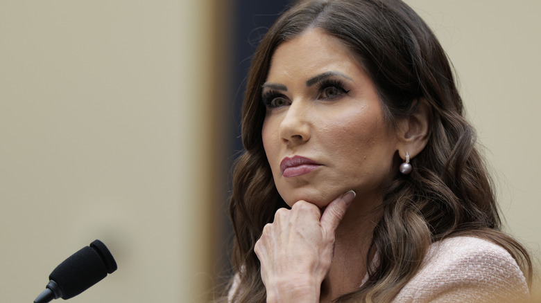 Kristi Noem looking pensive