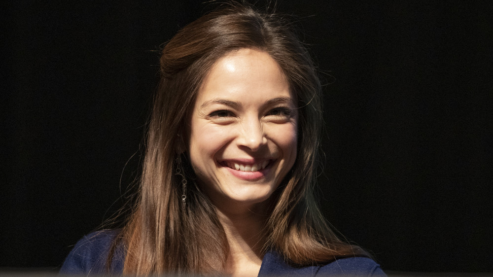 Actress Kristin Kreuk speaks at an event in 2020