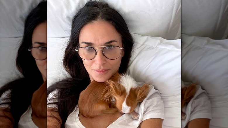 Demi Moore takes selfie with dog