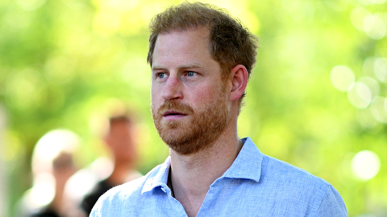 Prince Harry looking into distance 