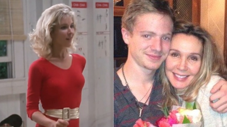 Split of Cynthia Rhodes in Dirty Dancing and a later capture with her son Lucas Marx