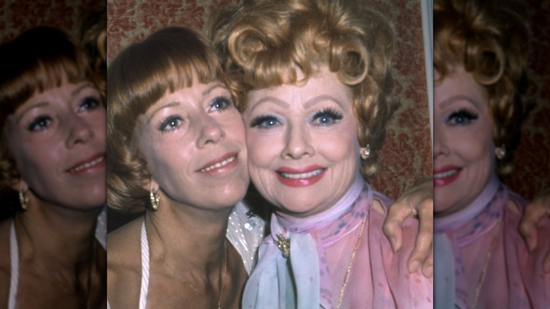 Carol Burnett embracing Lucille Ball