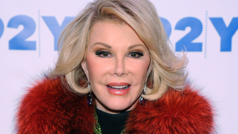 Joan Rivers wearing faux fur at an event in 2014