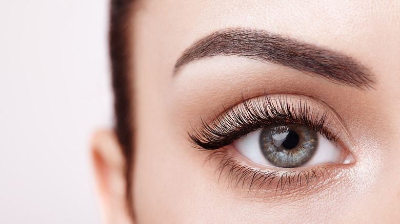Woman with false eyelashes