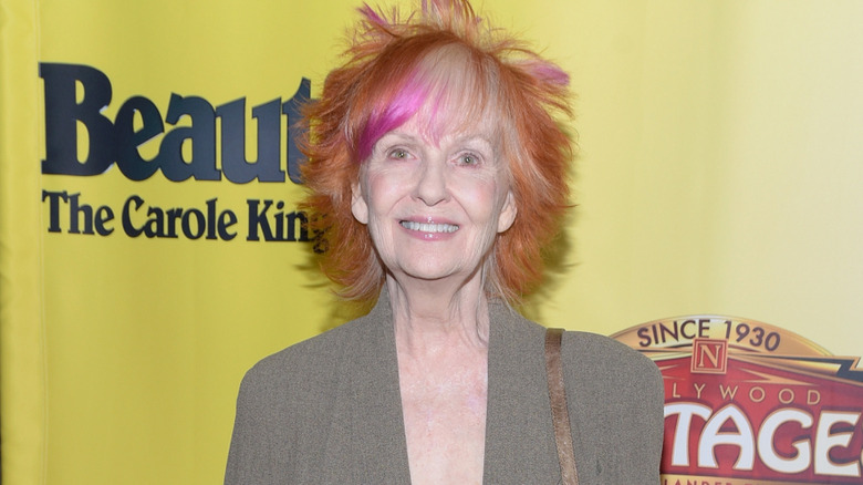 Shelley Fabares smiling while posing on the red carpet at the Pantages Theatre