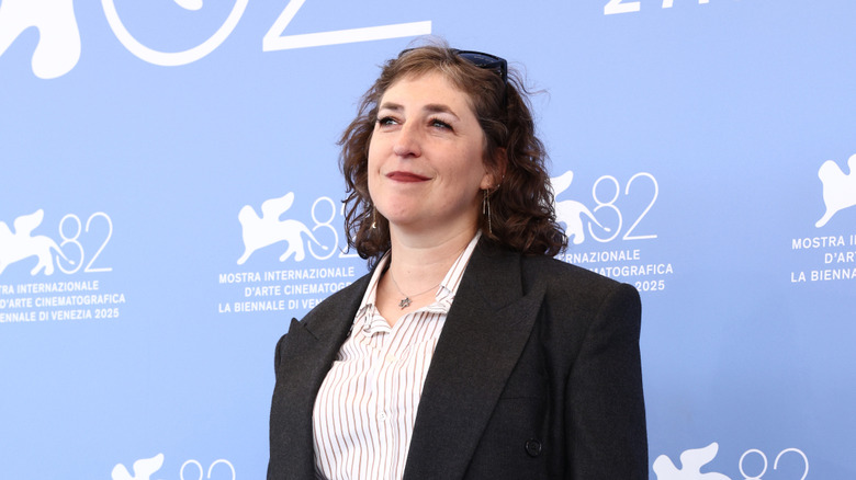 Mayim Bialik posing at a film festival in 2025