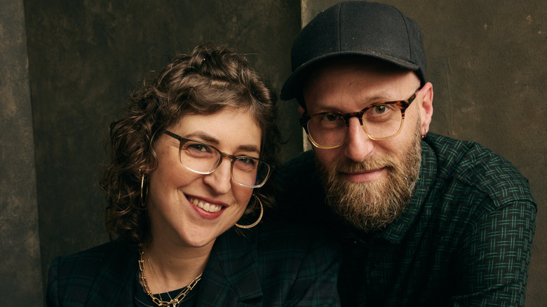 Mayim Bialik and her boyfriend Jonathan Cohen posing for a photo