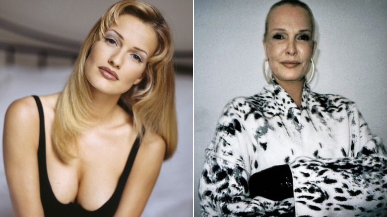 (l-r): Karen Mulder in the '90s; Karen Mulder posing in 2026