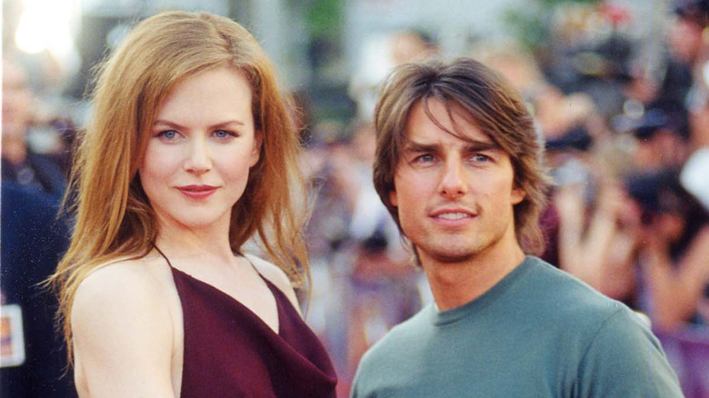 Nicole Kidman and Tom Cruise posing together while promoting Eyes Wide Shut