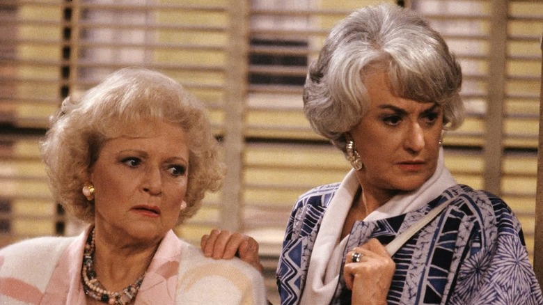 Bea Arthur and Betty White as Dorothy and Rose in The Golden Girls