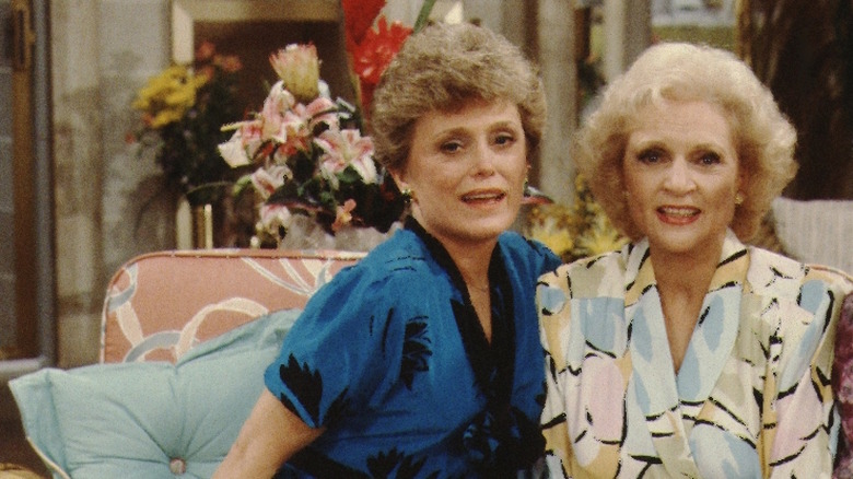 Betty White and Rue McClanahan on the set of The Golden Girls