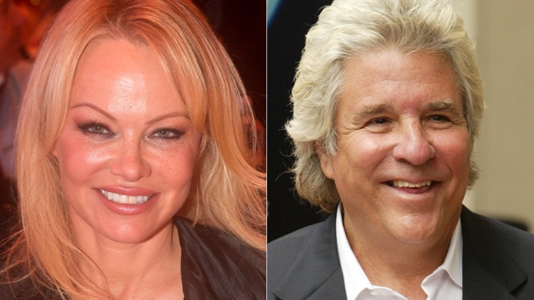 A split image of Pamela Anderson and Jon Peters, around the time they were briefly coupled up.