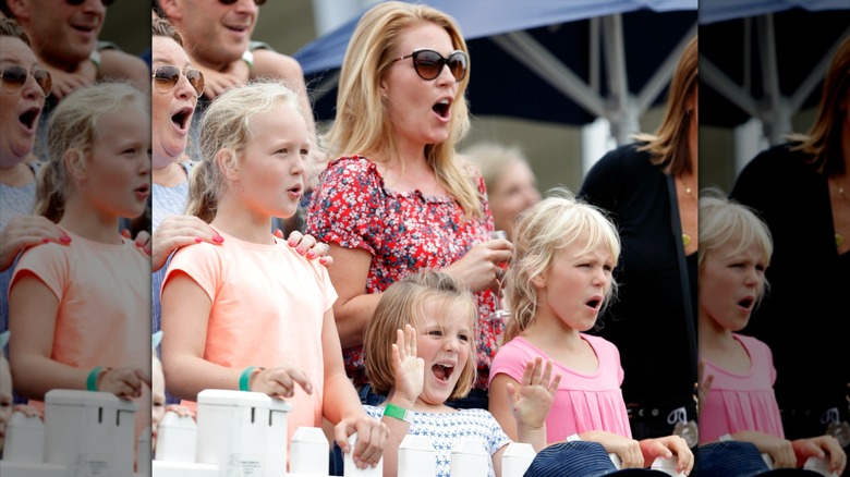 Autumn Phillips with her daughters, Savannah Phillips and Isla Phillips