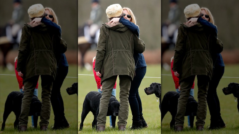 Autumn Phillips hugging Princess Anne