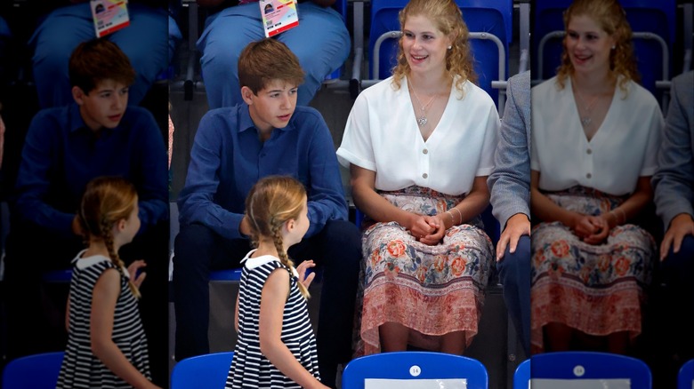 Princess Charlotte chatting with Lady Louise Windsor