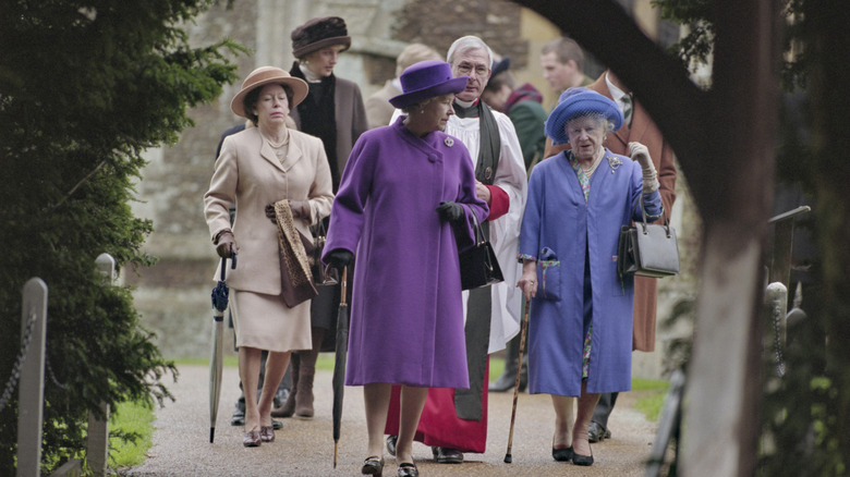 Princess Margaret walking with the royals