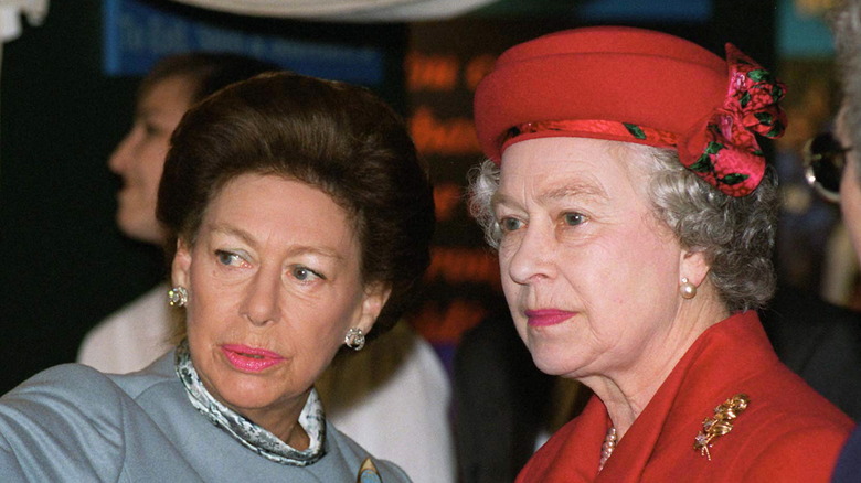 Queen Elizabeth and Princess Margaret in 1996