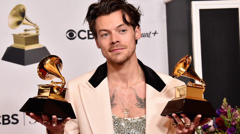 Harry Styles with Grammy Awards