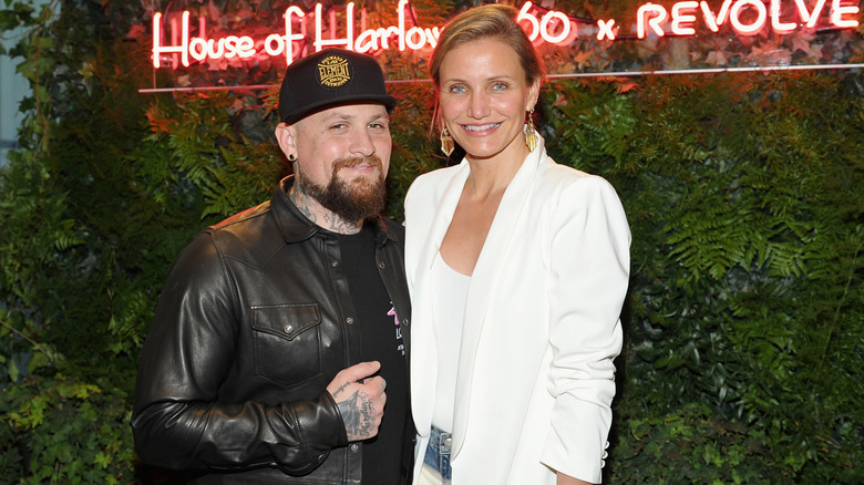 Cameron Diaz and Benji Madden smiling