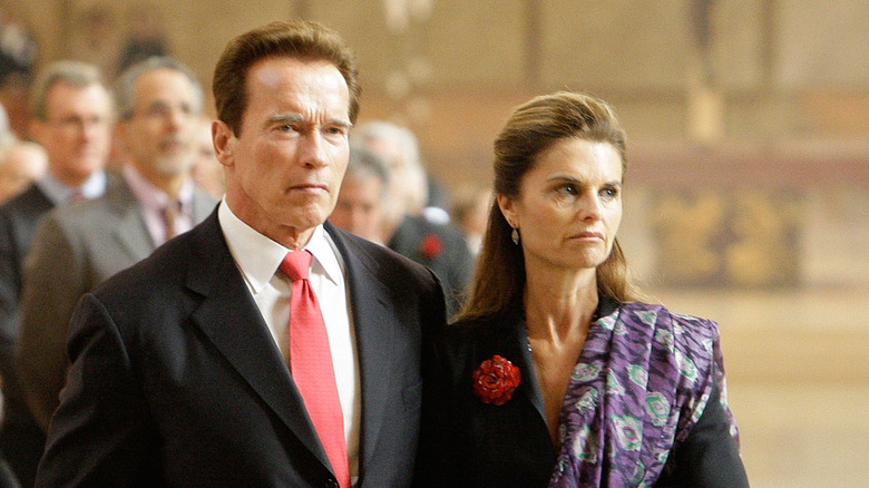 Maria Shriver and Arnold Schwarzenegger in church