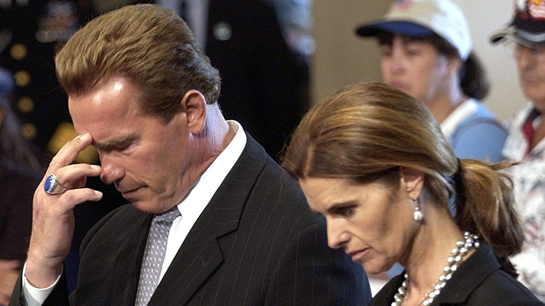 Arnold Schwarzenegger, Maria Shriver at funeral