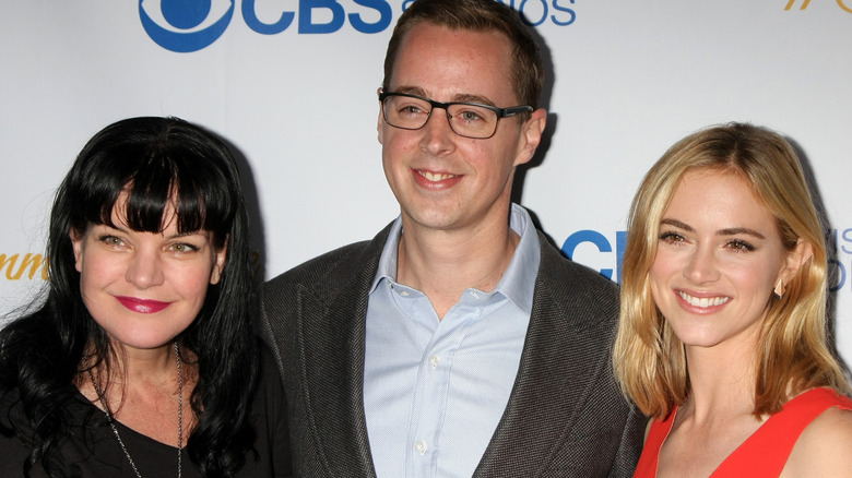 Emily Wickersham with "NCIS" costars Pauley Perrette and Sean Murray