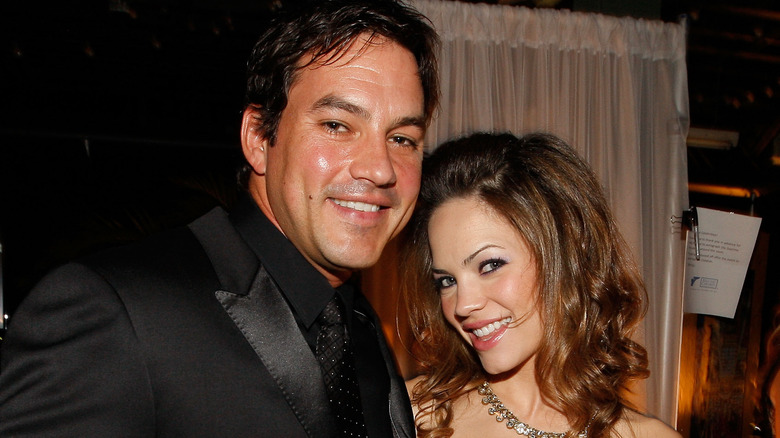 Tyler Christopher and Rebecca Herbst smiling