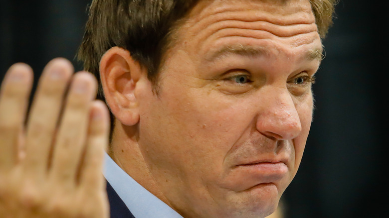 Florida Governor Ron DeSantis frowning 