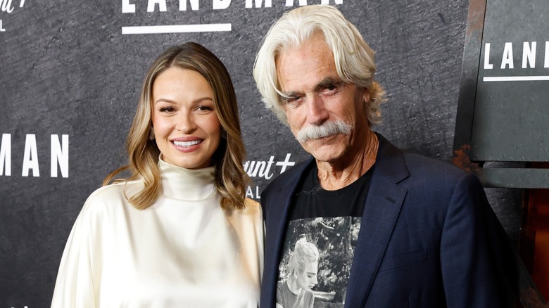 Kayla Wallace and Sam Elliott on a Landman red carpet together.