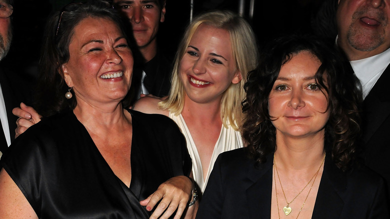 Roseanne Barr and Sara Gilbert posing together