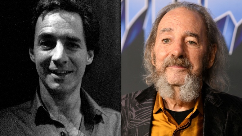Split image of Harry Shearer in the early 1980s (left) and Harry Shearer in 2026 (right)
