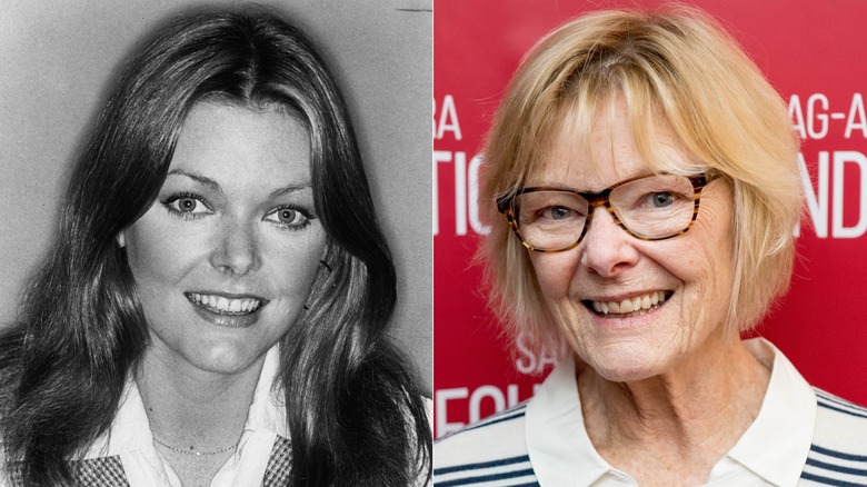 Split image of Jane Curtin in the 1970s (left) and Jane Curtin in 2026 (right)