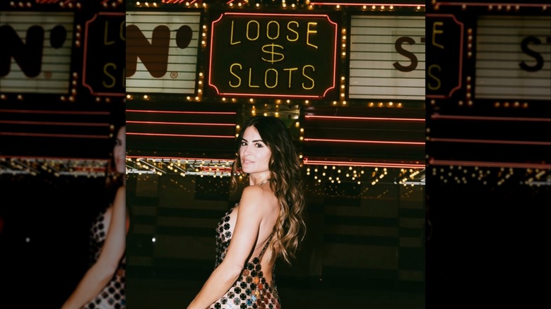 Alison Victoria posing with Las Vegas backfrop