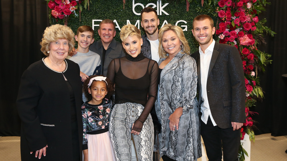 Faye Chrisley, Chloe Chrisley, Savannah Chrisley, Julie Chrisley, Chase Chrisley (L-R Back row) Grayson Chrisley, Todd Chrisley and Nic Kerdiles at Cool Springs Galleria Mall 2019