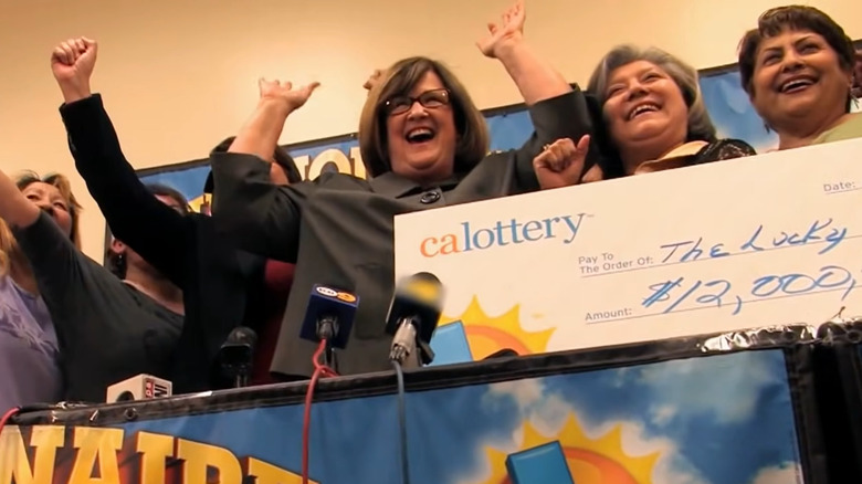 Lottery winners celebrating