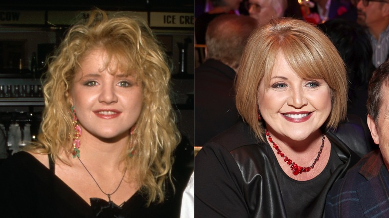 Split image of Tina Yothers in 1980s and 2023