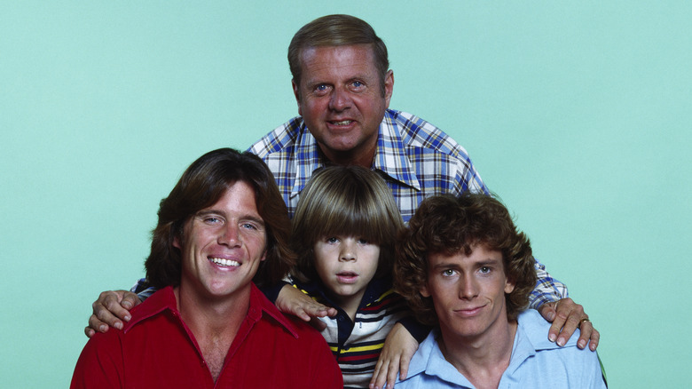 Grant Goodeve, Dick Van Patten, Adam Rich and Willie Aames posing