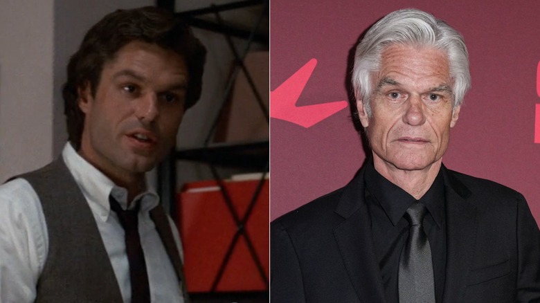 Side by side photos of Harry Hamlin in the first season of L.A. Law and in 2026.