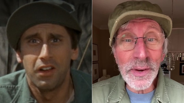 (Left) Jeff Maxwell on the set of MASH (Right), Jeff Maxwell in an army costume and glasses circa 2025