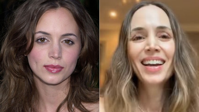 Eliza Dushku at an event in 2001 and in a 2026 Instagram video